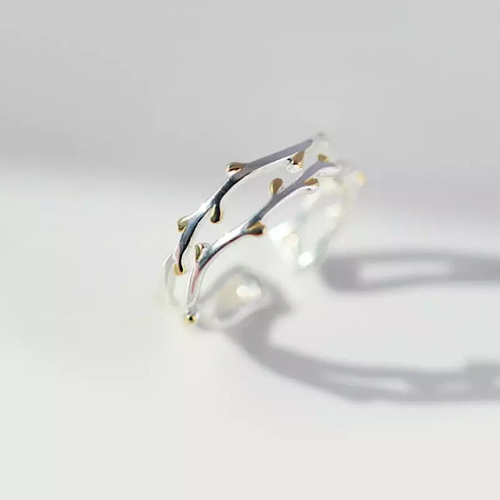 “Just Di-vine” Minimalist Plant Twig Silver Ring - Picture 9 of 10